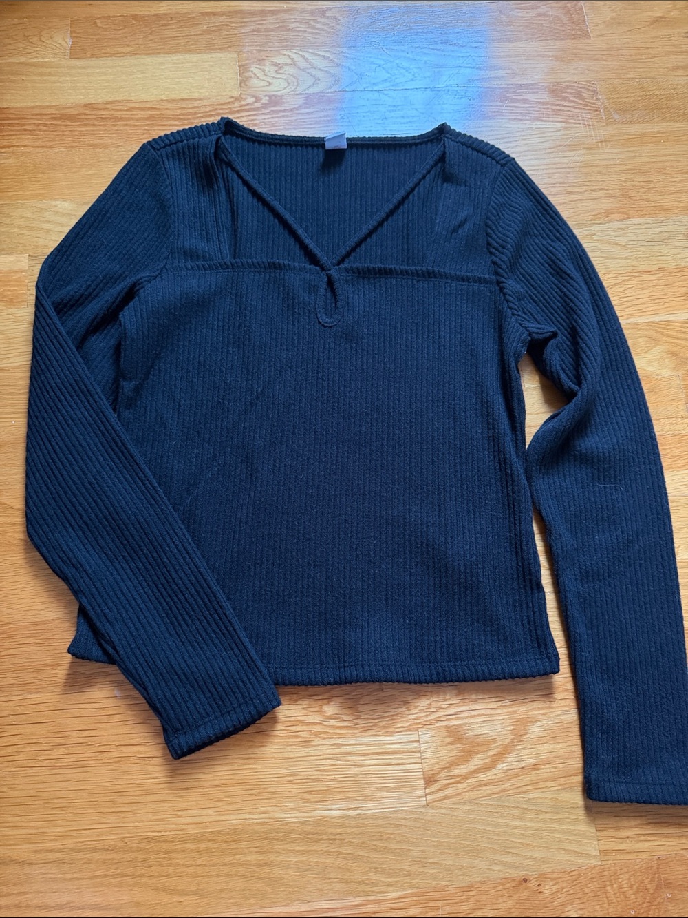 NWOT Old Navy Black Ribbed Long Sleeve Top